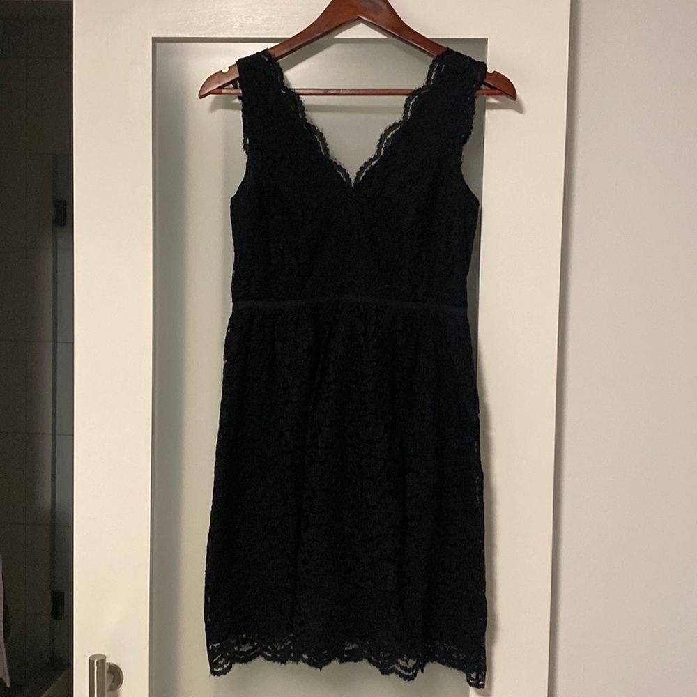 Loft black lace knee length dress